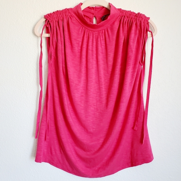 Anthropologie Tops - Anthropologie Summer Cinched Shoulder Top Pink Medium